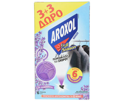 Aroxol Πλακίδια κατά του Σκόρου με Άρωμα Λεβάντας 6τεμ (3+3 Δωρεάν)