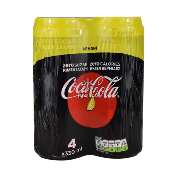 Coca Cola Zero with Lemon Soft Drink 4 x 330ml