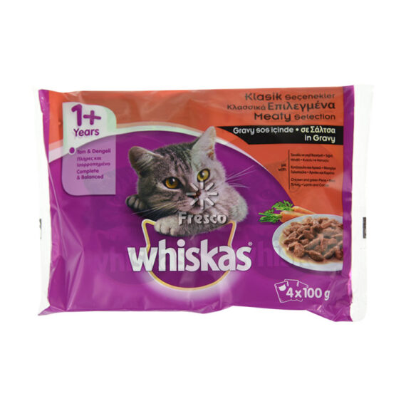 Whiskas Cat Food Meaty Selection 4 x 100g
