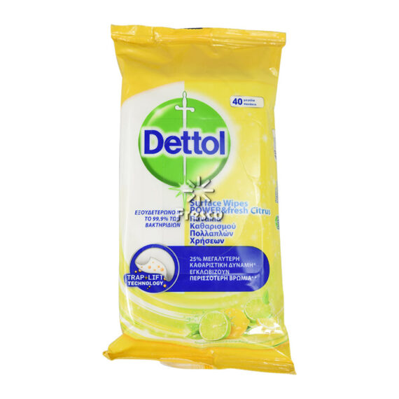 Dettol Antibacterial Surface Wipes Power&Fresh Citrus 40pcs