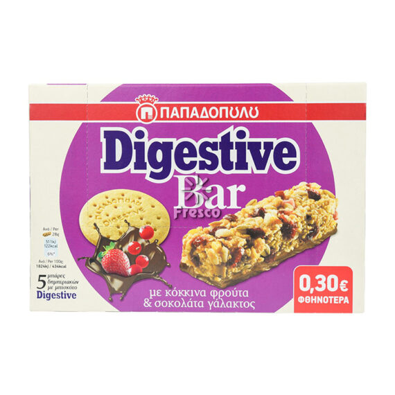 Digestive Bar With Red Fruits & Milk Chocolate 5 x 28g