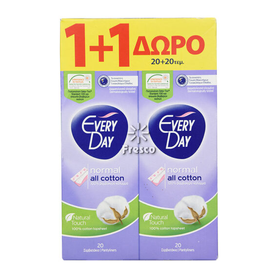 Everyday Sanitary Pads Normal All Cotton 2 x 20pcs (1+1 Free)