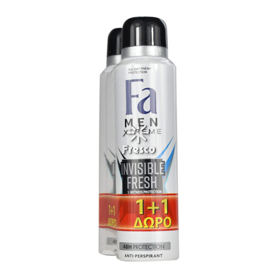 Fa Men X Treme Deodorant Invisible Fresh 2 x 150ml (1+1 Free)