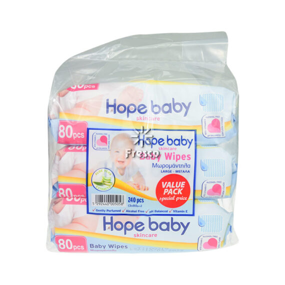 Hope Baby Skin Care Baby Wipes Pink 3 x 80Pcs