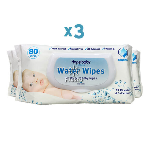 Hope Baby Water Wipes 99.9% Water & Fruit Extract 3 x 80pcs