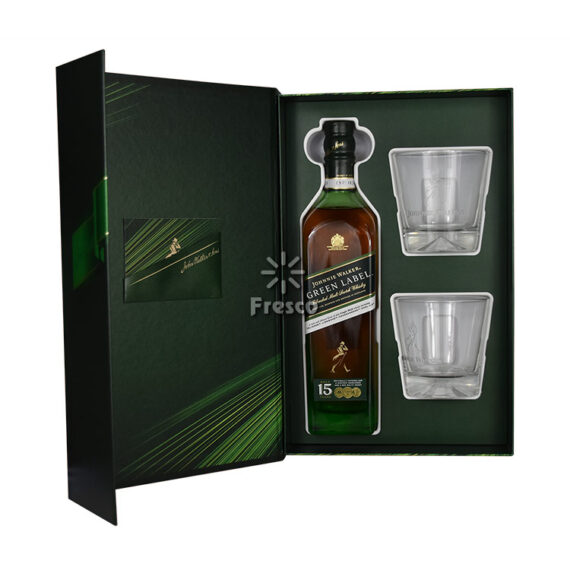 Johnnie Walker Green Label Blended Malt Scotch Whisky 70cl + 2 Glasses