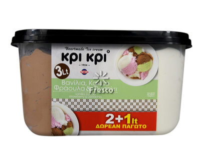 Kri Kri Ice Cream Vanilla, Cocoa, Strawberry & Pistachio 3L