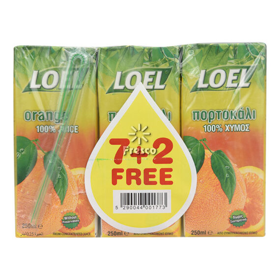 Loel Orange Juice 9 x 250ml (7+2 Free)