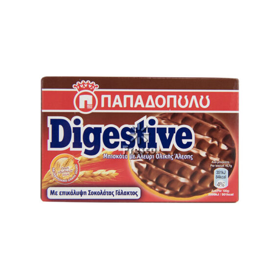 Papadopoulos Digestive Coated With Milk Chocolate 200g