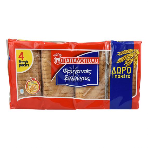 Papadopoulos Wheat Rusks (3+1 Free) 510g