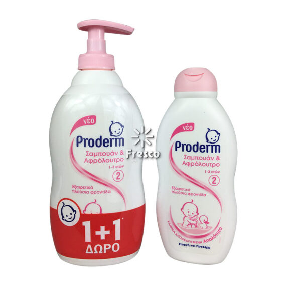 Proderm Shampoo & Shower Cream for 1-3 Ages 400ml+200ml 1+1 Free
