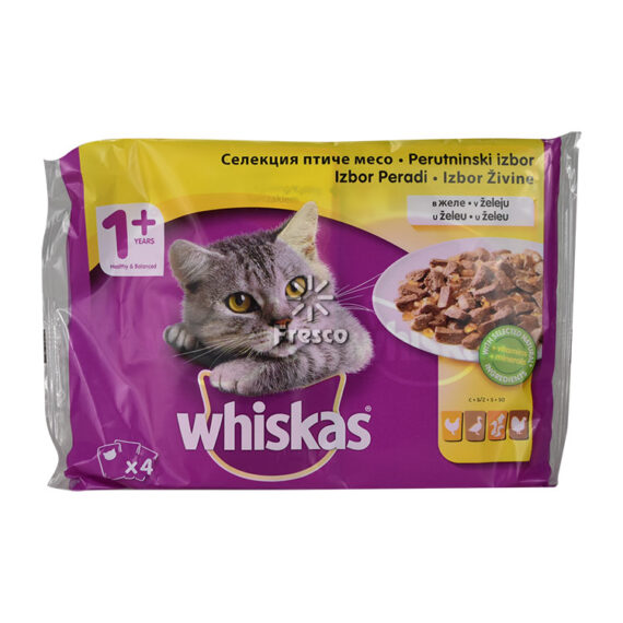 Whiskas Cat Food Poultry 4 x 100g
